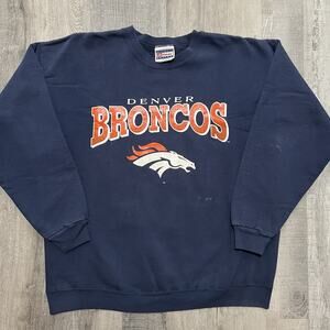 VTG Denver Broncos Football Sweatshirt Y2K Crewneck NFL Sweatshirt Size Large